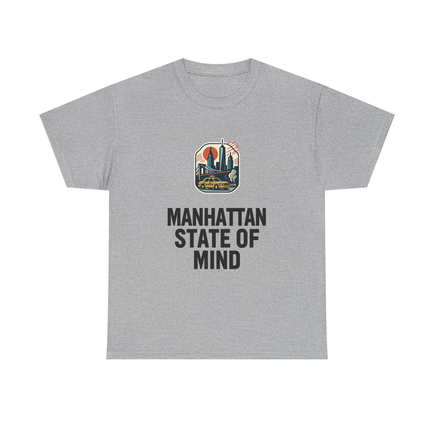 Manhattan State of Mind Tee | Vintage Inspired Unisex Heavy Cotton T-Shirt | Perfect for NYC Lovers, Casual Wear, Travel Vibes, Gifts