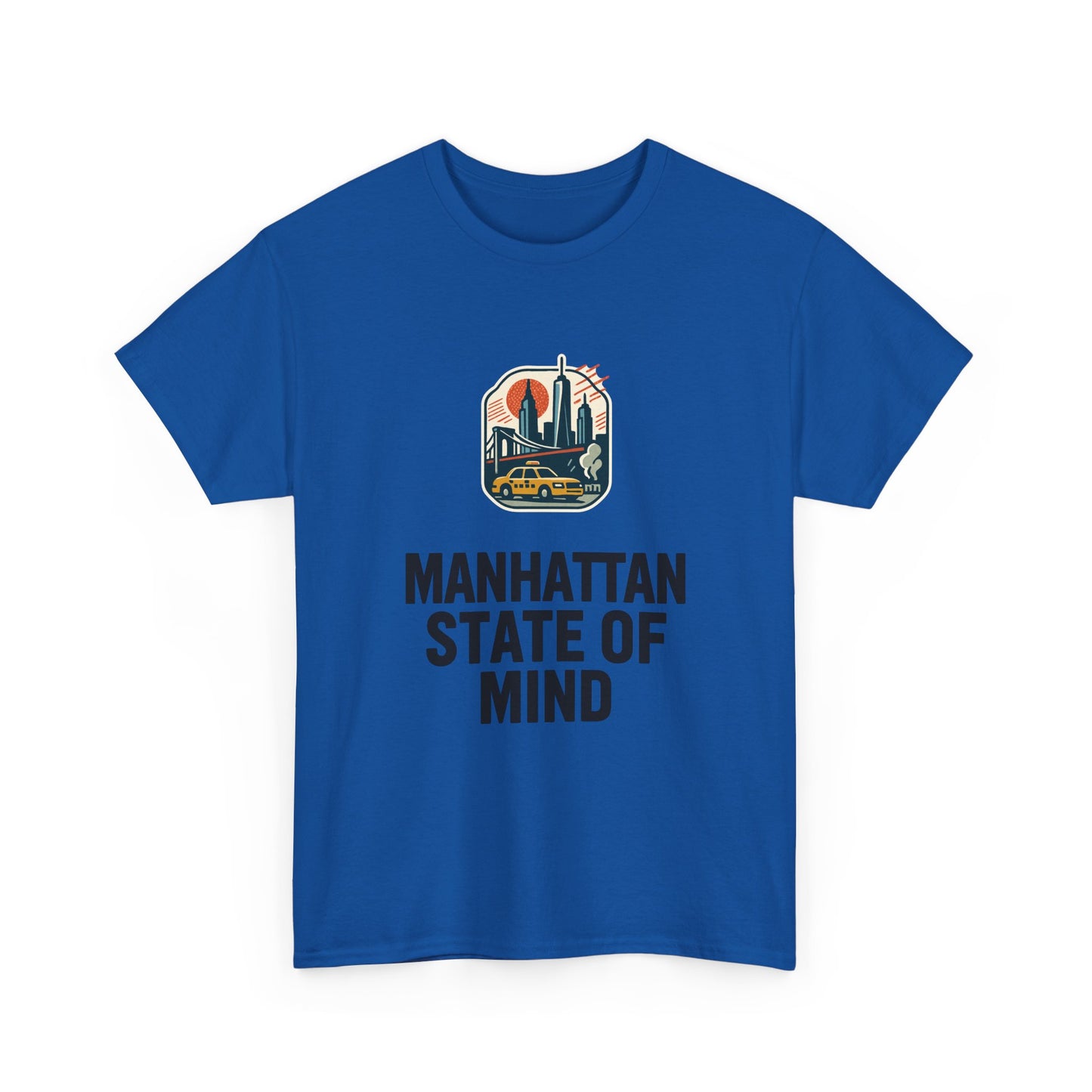 Manhattan State of Mind Tee | Vintage Inspired Unisex Heavy Cotton T-Shirt | Perfect for NYC Lovers, Casual Wear, Travel Vibes, Gifts