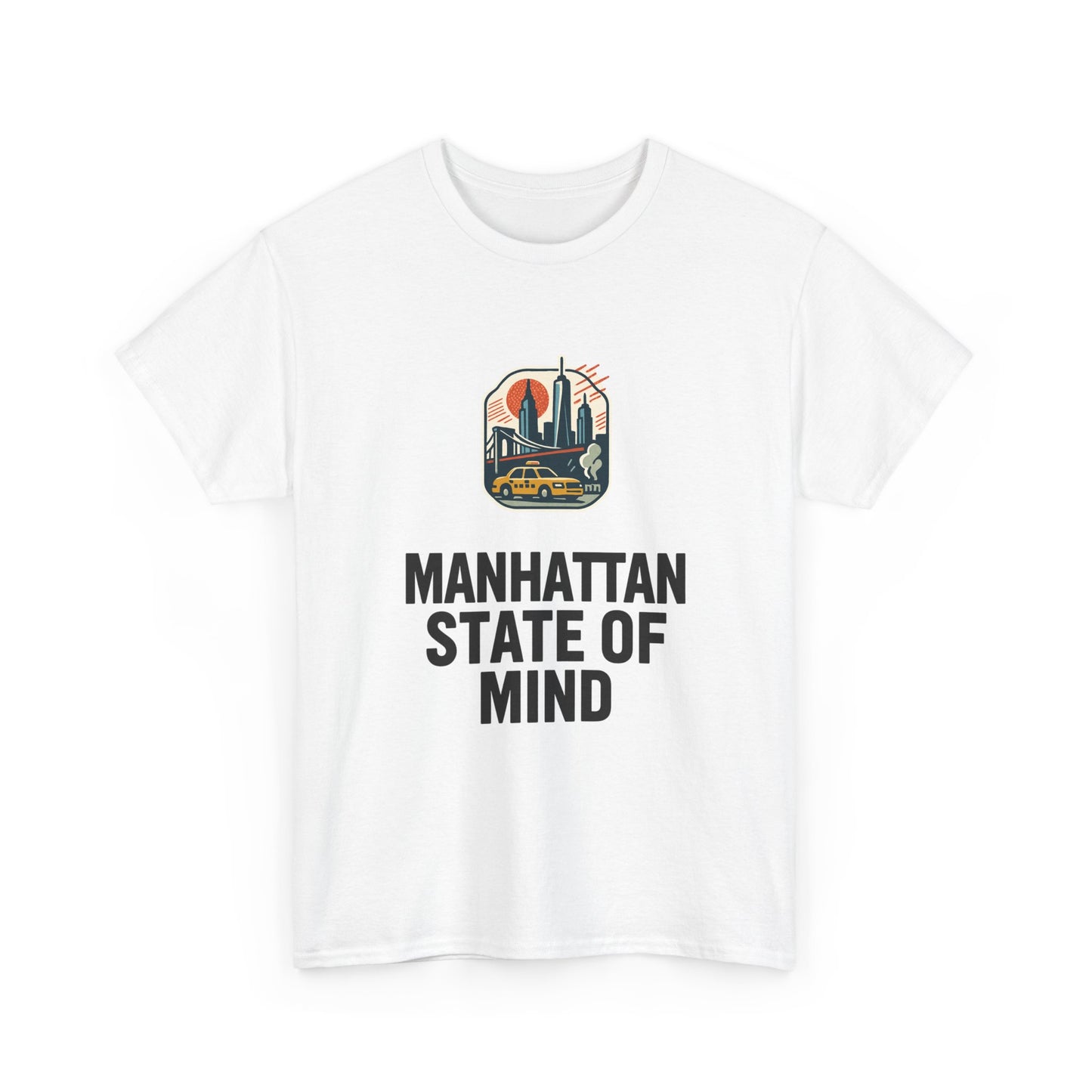 Manhattan State of Mind Tee | Vintage Inspired Unisex Heavy Cotton T-Shirt | Perfect for NYC Lovers, Casual Wear, Travel Vibes, Gifts