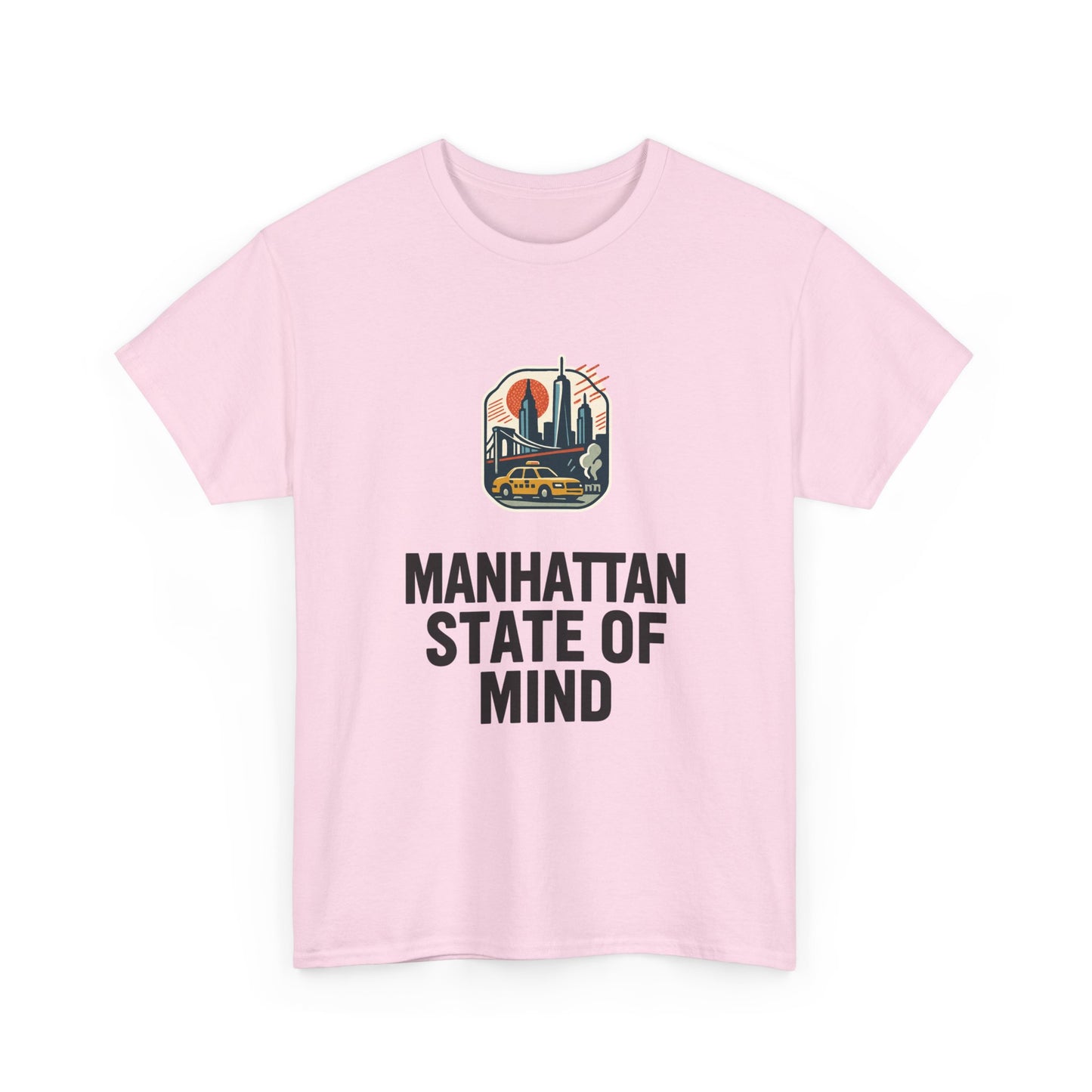 Manhattan State of Mind Tee | Vintage Inspired Unisex Heavy Cotton T-Shirt | Perfect for NYC Lovers, Casual Wear, Travel Vibes, Gifts
