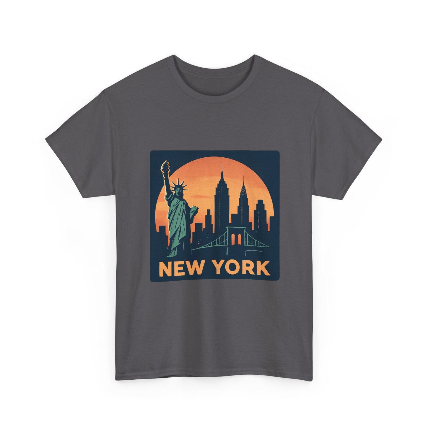 New York Skyline Tee | Unisex Heavy Cotton Shirt, NYC Gift, Travel Souvenir, Vintage Style Tee, Casual Outfit, City Lover Apparel