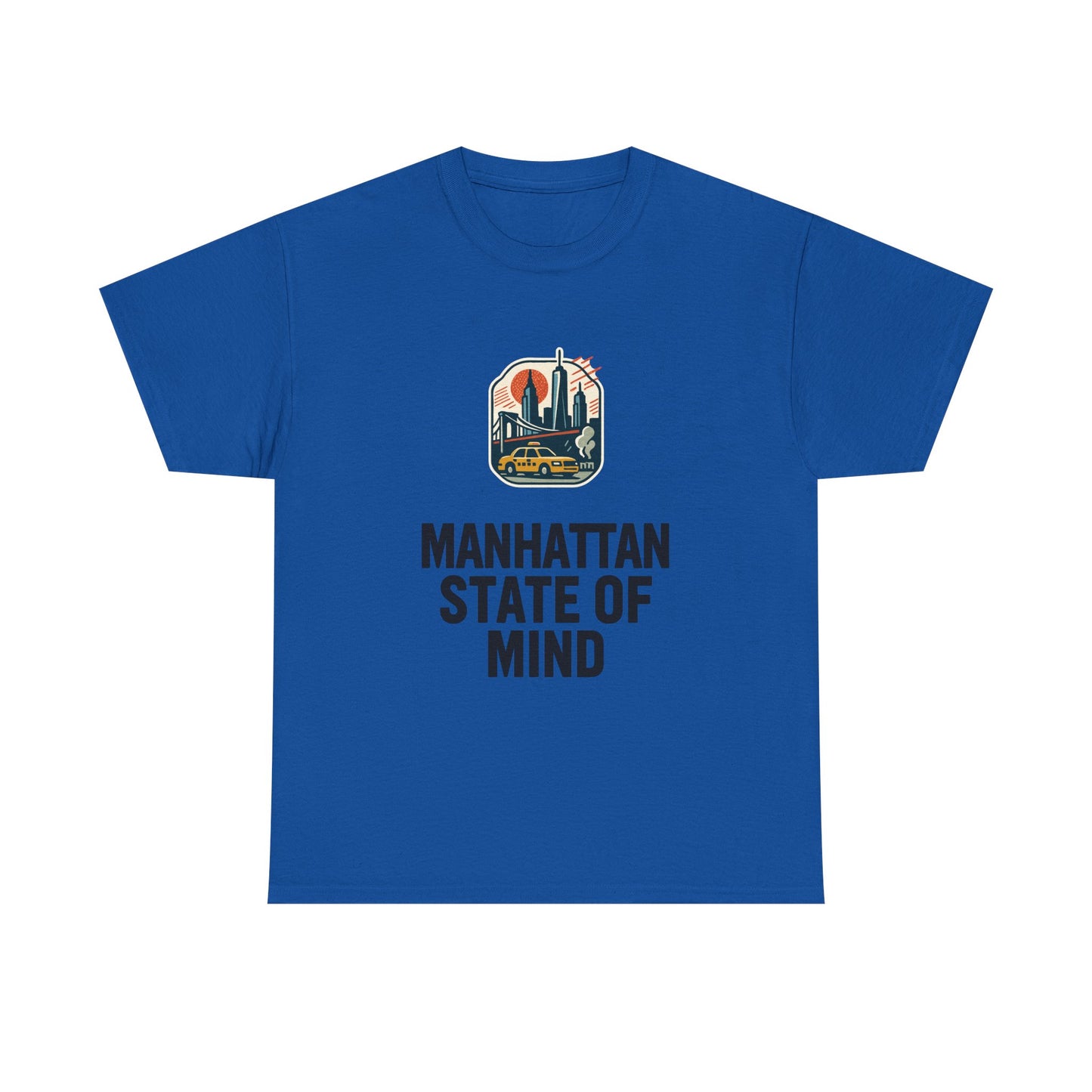 Manhattan State of Mind Tee | Vintage Inspired Unisex Heavy Cotton T-Shirt | Perfect for NYC Lovers, Casual Wear, Travel Vibes, Gifts
