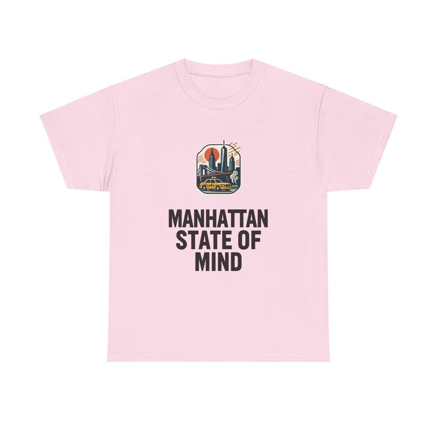 Manhattan State of Mind Tee | Vintage Inspired Unisex Heavy Cotton T-Shirt | Perfect for NYC Lovers, Casual Wear, Travel Vibes, Gifts