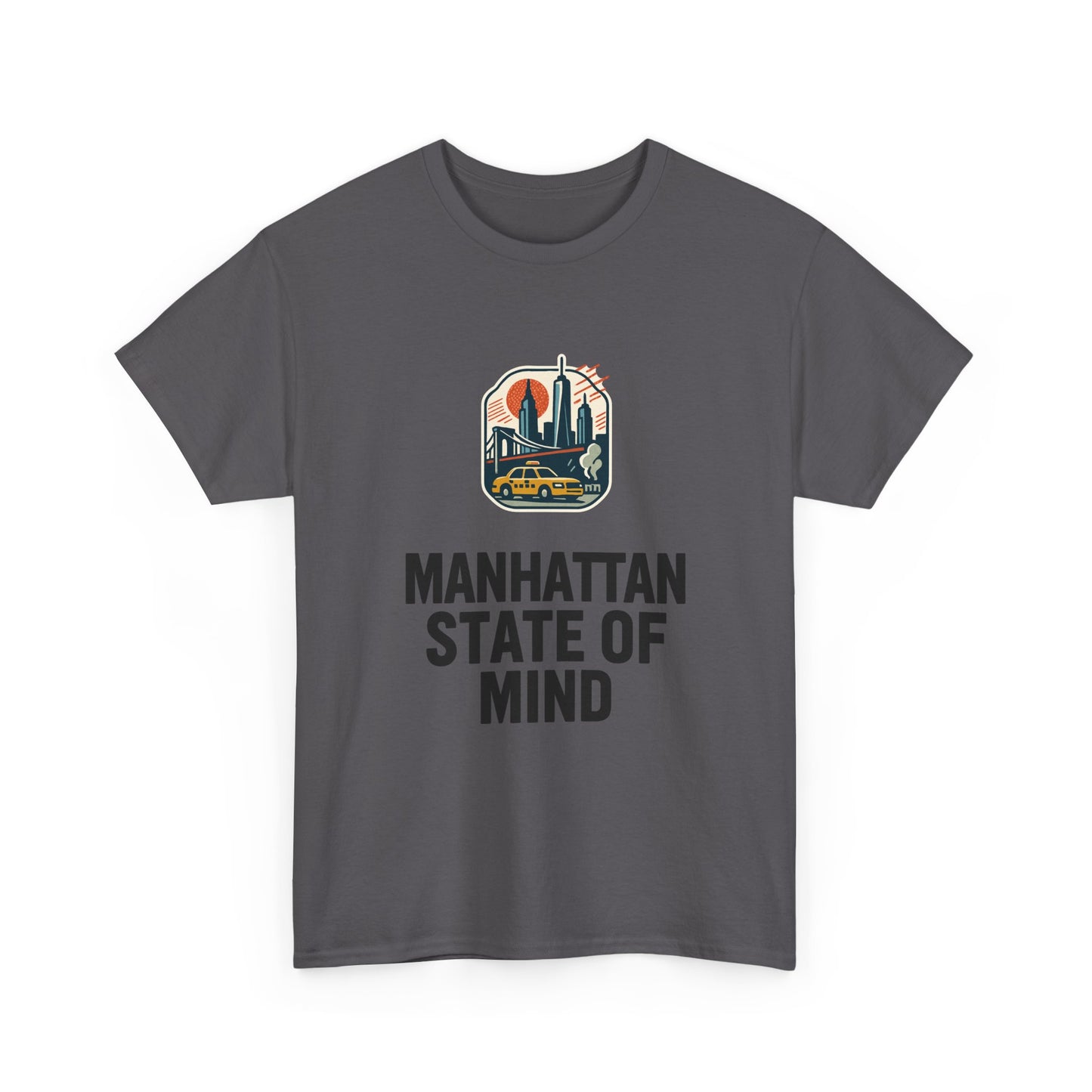 Manhattan State of Mind Tee | Vintage Inspired Unisex Heavy Cotton T-Shirt | Perfect for NYC Lovers, Casual Wear, Travel Vibes, Gifts