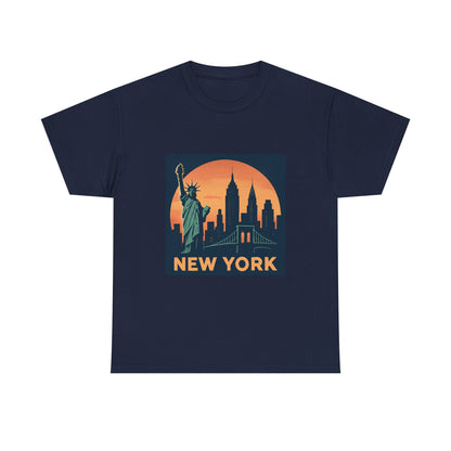 New York Skyline Tee | Unisex Heavy Cotton Shirt, NYC Gift, Travel Souvenir, Vintage Style Tee, Casual Outfit, City Lover Apparel