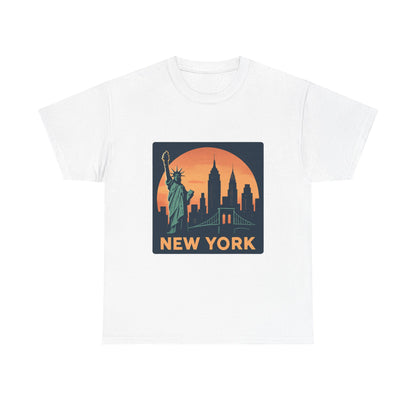 New York Skyline Tee | Unisex Heavy Cotton Shirt, NYC Gift, Travel Souvenir, Vintage Style Tee, Casual Outfit, City Lover Apparel