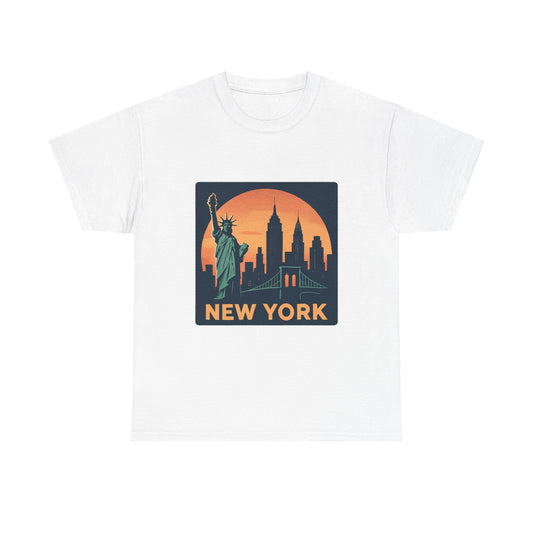 New York Skyline Tee | Unisex Heavy Cotton Shirt, NYC Gift, Travel Souvenir, Vintage Style Tee, Casual Outfit, City Lover Apparel