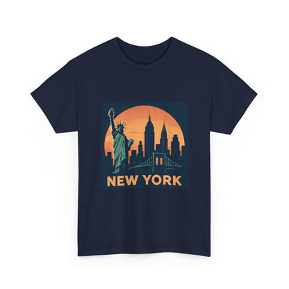 New York Skyline Tee | Unisex Heavy Cotton Shirt, NYC Gift, Travel Souvenir, Vintage Style Tee, Casual Outfit, City Lover Apparel