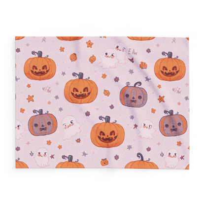 Cozy Halloween Fleece Blanket, Cute Pumpkin Throw, Autumn Home Decor, Seasonal Gift, Spooky Cat Blanket, Fall Comfort