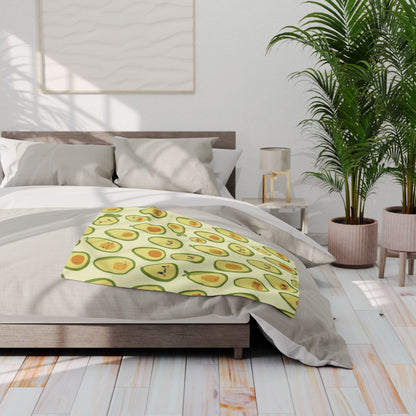Avocado Pattern Fleece Blanket - Cozy, Cute Decor for Home, Gifts for Foodies, Nursery, Cozy Nights, Spring Celebrations