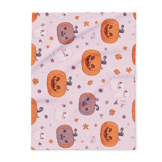Cozy Halloween Fleece Blanket, Cute Pumpkin Throw, Autumn Home Decor, Seasonal Gift, Spooky Cat Blanket, Fall Comfort