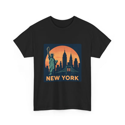 New York Skyline Tee | Unisex Heavy Cotton Shirt, NYC Gift, Travel Souvenir, Vintage Style Tee, Casual Outfit, City Lover Apparel
