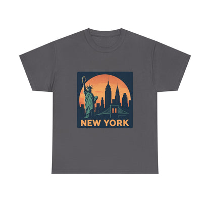 New York Skyline Tee | Unisex Heavy Cotton Shirt, NYC Gift, Travel Souvenir, Vintage Style Tee, Casual Outfit, City Lover Apparel