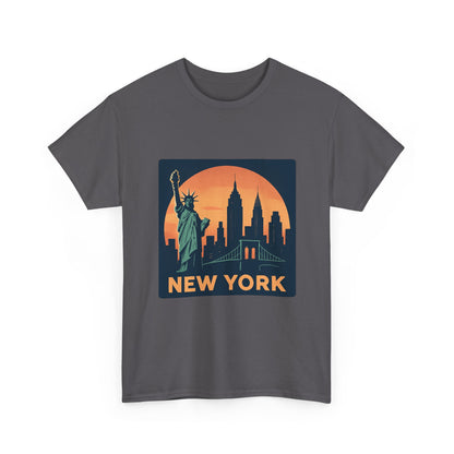 New York Skyline Tee | Unisex Heavy Cotton Shirt, NYC Gift, Travel Souvenir, Vintage Style Tee, Casual Outfit, City Lover Apparel